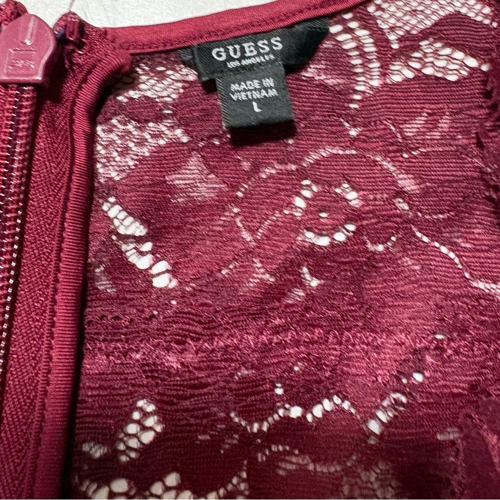 Guess Burgundy - Red Lace and Velvet Dress - Picture 5 of 9